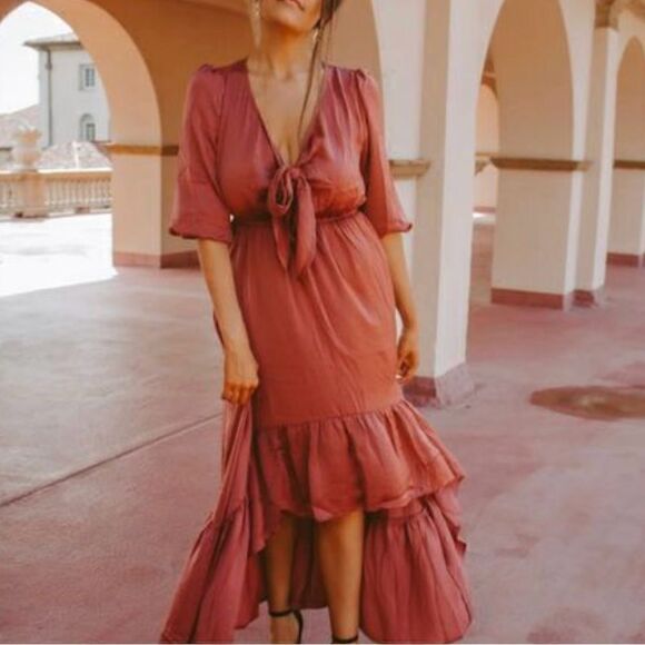 Bae Vely tie front asymmetrical light weight maxi dress size S - Picture 3 of 11